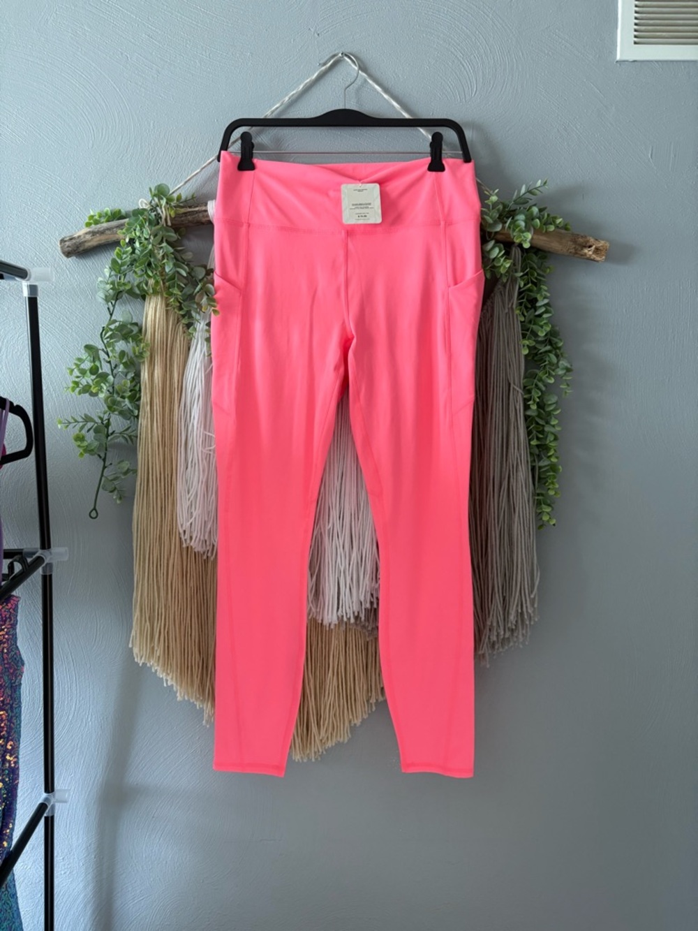Fabletics Neon Pink PureLux High-Rise Full Length Pocket Leggings with Pockets